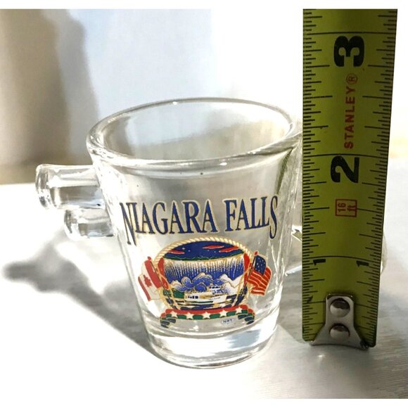 Niagara Falls Souvenir Shot Glass With Pistol Handle Canada and USA Flags - Picture 5 of 6